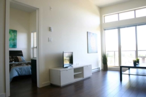 Two bedroom apartments for rent Kamloops Living room and bedroom, Summit Viillage Kamloops