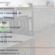 A Google search for 'places to rent in Kamloops'
