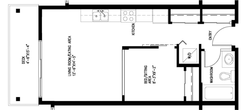 Summit Village Kamlooops studio apartment floor plan